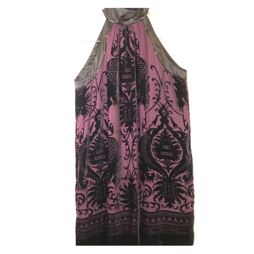 Max Studio Halter Shift Dress Sz XS Black Velvet